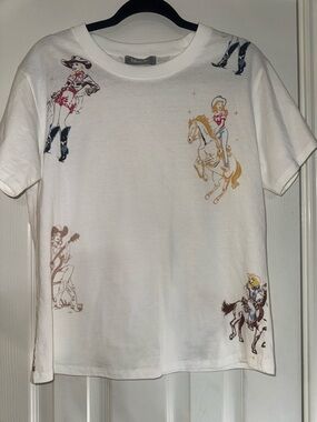 Blue B White Cowgirl Graphic Tee - Short Sleeve